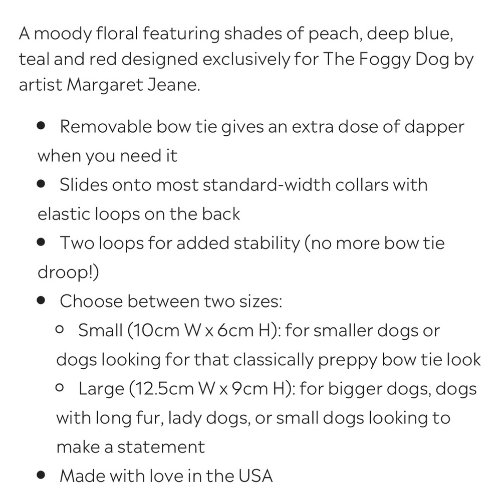 NWTs Foggy Dog Inky Blooms Dog Bow Tie - Large - Picture 9 of 12